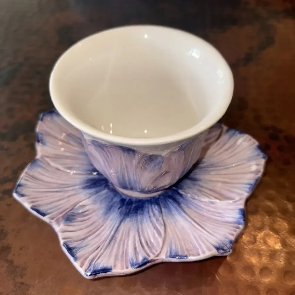 Vietri Viola Lavender 3” Cup & Saucer-Made In Italy